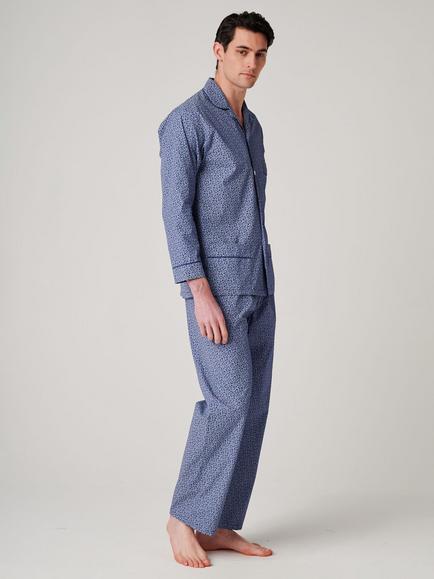 British Boxers Paisley Cotton Pyjama Set, Navy - view 2, Navy