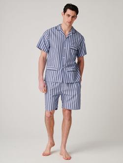 British Boxers Stripe Cotton Short Pyjama Set, Navy/Multi, Navy/Multi