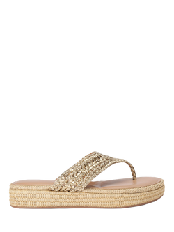 Carvela Portofino Woven T-Bar Sandals, Gold
