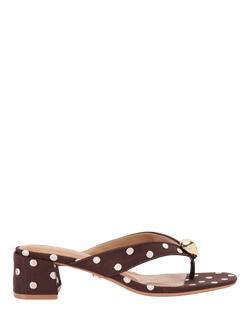 Carvela Sorano Polka Dot Sandals, Brown/White, Brown/White