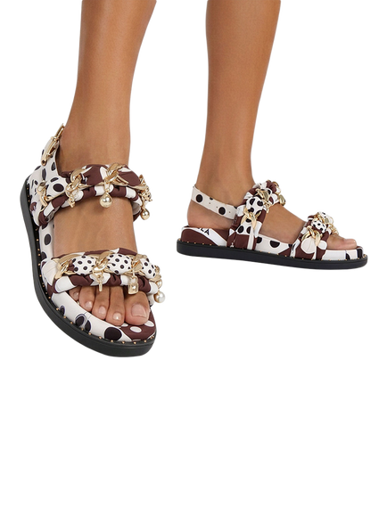 Carvela Sorrento Polka Slingback Footbed Sandals, Brown/Multi - view 2, Brown/Multi