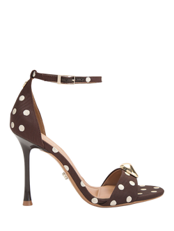 Carvela Incanto Polka Dot Stiletto Heel Sandals, Brown/White