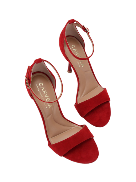 Carvela Incanto Suede Stiletto Heel Sandals, Red - view 2, Red