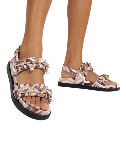 Carvela Caramella Slingback Footbed Sandals, Pink/Multi - view 2, Pink/Multi