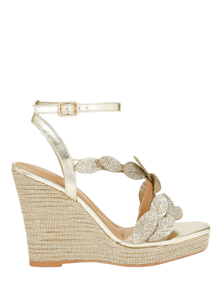 Carvela Eleganza Embellished Wedge Heel Sandals, Gold, Gold