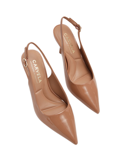 Carvela Spirit Slingback Pointed Heeled Courts, Beige - view 2, Beige