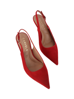 Carvela Spirited Suede Slingback Court Shoes - view 2, Bright Red