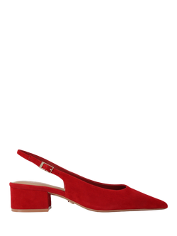 Carvela Armonia Suede Block Heel Slingback Court Shoes, Bright Red