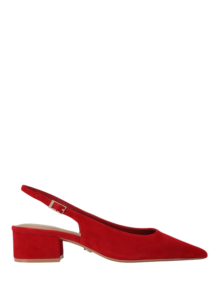 Carvela Armonia Suede Block Heel Slingback Court Shoes, Bright Red