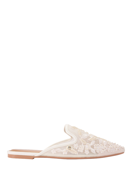 Carvela Evelina Lace Flat Mules, Cream, Cream