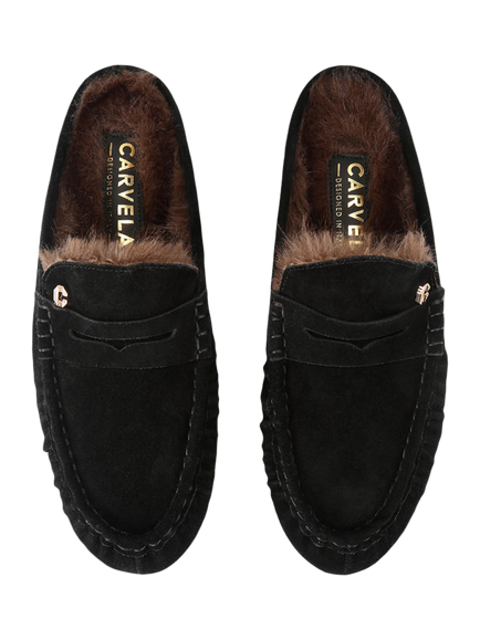 Carvela Marigold Suede Fur Mules - view 2, Black