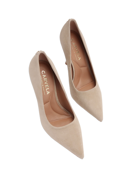 Carvela Incanto Suede Stiletto Heel Court Shoes, Taupe - view 2, Taupe