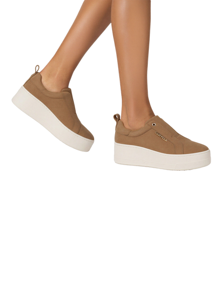 Carvela Connected Suede Chunky Laceless Trainers, Tan - view 2, Tan