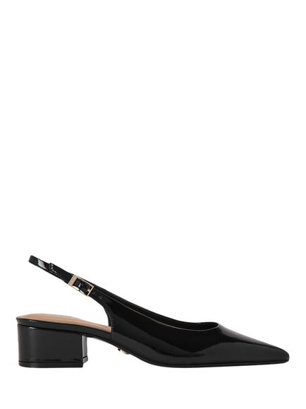Carvela Armonia Patent Block Heel Slingback Court Shoes, Black, Black