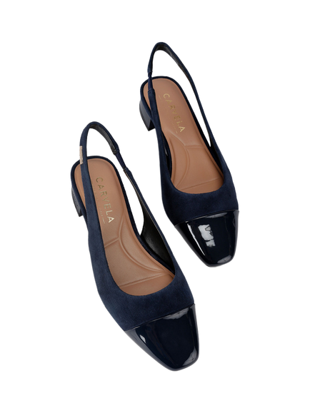 Carvela Amelia Slingback Ballerina Pumps, Navy - view 2, Navy
