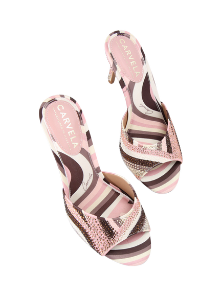 Carvela Caramella Embellished Mule Sandals, Pink/Multi - view 2, Pink/Multi
