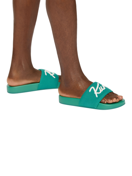 Kurt Geiger London Script Slide Sandals, Green - view 2, Green