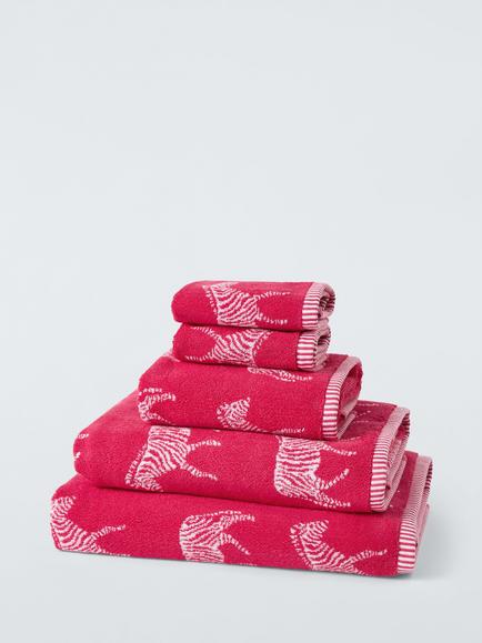 John Lewis Zebra Towels, Cherry, Cherry