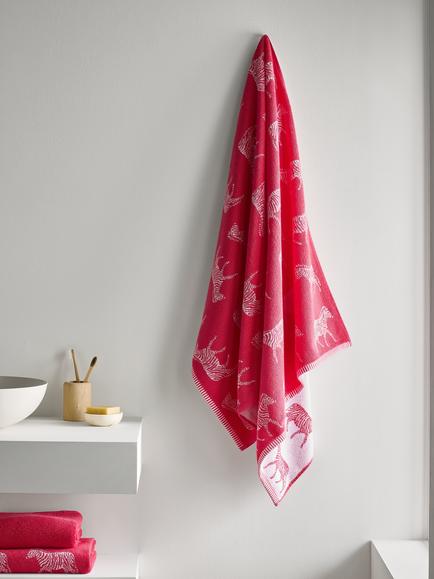 John Lewis Zebra Towels - view 2, Cherry