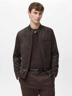Mango Regular Fit Biker Jacket, Brown, Brown