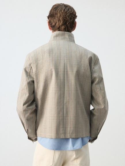 Mango Cotton Casual Check Jacket, Grey - view 2, Grey