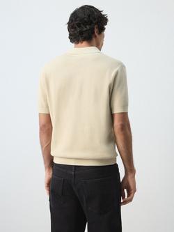 Mango Cotton Regular Fit Short Sleeve Knitted Polo Shirt - view 2, Sand