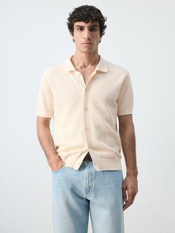 Mango Cotton Regular Fit Short Sleeve Shirt, Off White, Off White