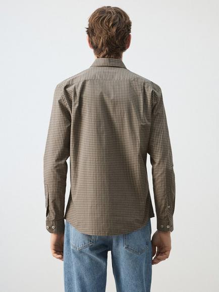 Mango Cotton Regular Fit Check Shirt, Brown - view 2, Brown