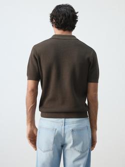 Mango Cotton Regular Fit Short Sleeve Knitted Polo Shirt - view 2, Chocolate