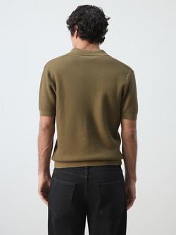 Mango Cotton Regular Fit Short Sleeve Knitted Polo Shirt - view 2, Khaki