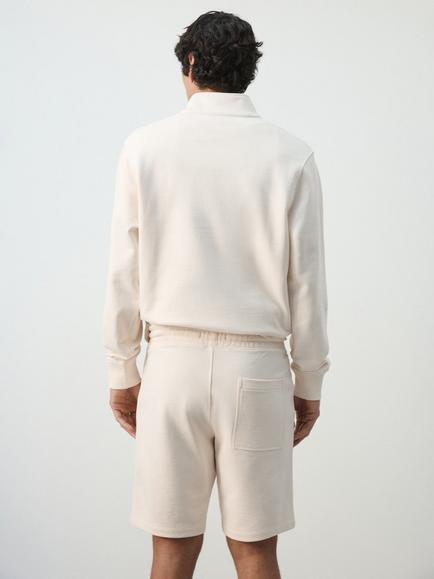 Mango Sudadera Cotton Quarter-Zip Sweatshirt - view 2, Beige