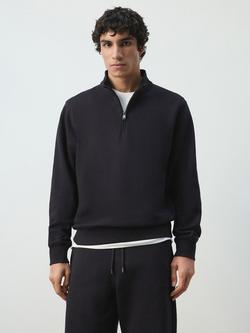 Mango Sudadera Cotton Quarter-Zip Sweatshirt, Navy