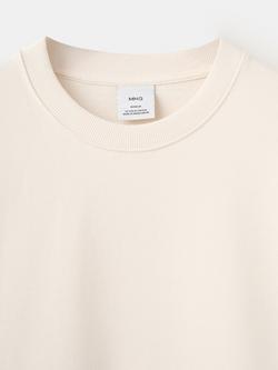 Mango Cotton Crew Neck Sweatshirt, Beige - view 2, Beige
