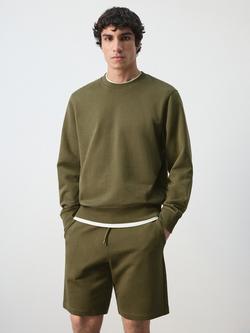 Mango Cotton Crew Neck Sweatshirt, Dark Green, Dark Green