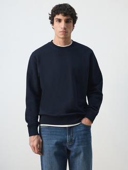 Mango Cotton Crew Neck Sweatshirt, Navy, Navy