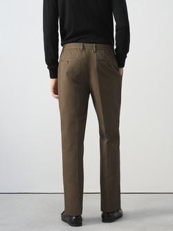 Mango Tailored Cotton Trousers, Brown - view 2, Brown