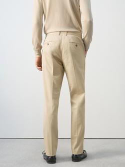 Mango Cotton Blend Trousers, Beige - view 2, Beige