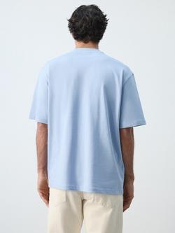 Mango Cotton Regular Fit Short Sleeve T-Shirt, Sky Blue - view 2, Sky Blue