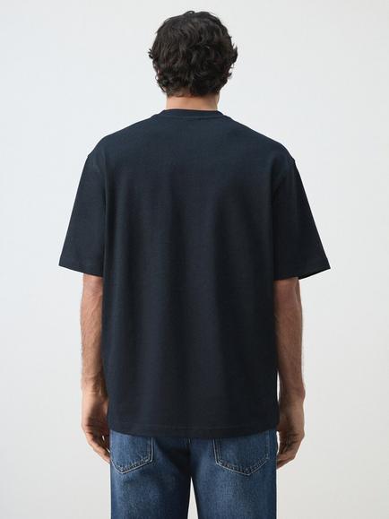 Mango Cotton Regular Fit Short Sleeve Crew Neck T-Shirt - view 2, Navy