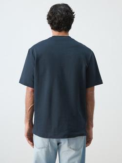 Mango Cotton Regular Fit Short Sleeve Embroidered T-Shirt, Navy - view 2, Navy