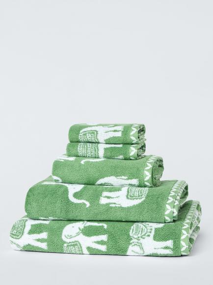 John Lewis Elephant Safari Towels, Clover