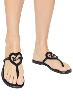 Kurt Geiger London Kurt Heart Suede T-Bar Sandals, Black - view 2, Black