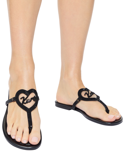 Kurt Geiger London Kurt Heart Suede T-Bar Sandals, Black - view 2, Black