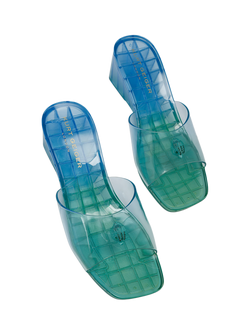 Kurt Geiger London Maddison Wedge Mule Sandals - view 2, Blue/Multi