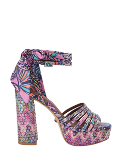 Kurt Geiger London Pierra Ankle Tie Platform Heel Sandals, Purple/Multi, Purple/Multi