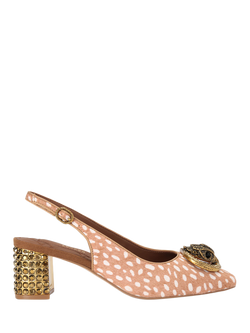 Kurt Geiger London Chelsea Embellished Block Heeled Slingback Courts, Brown/Multi, Brown/Multi