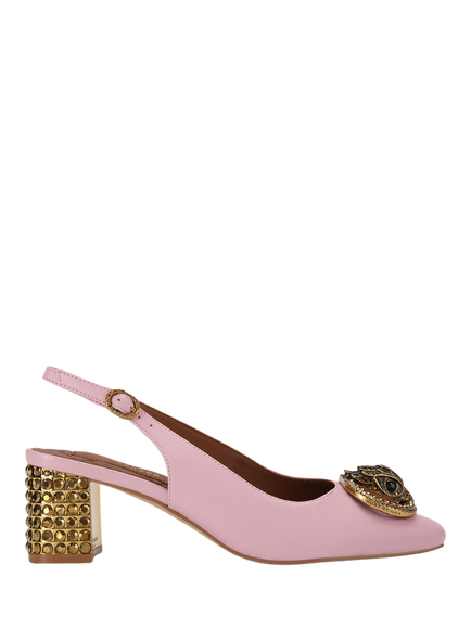 Kurt Geiger London Chelsea Embellished Block Heeled Slingback Courts, Pink, Pink