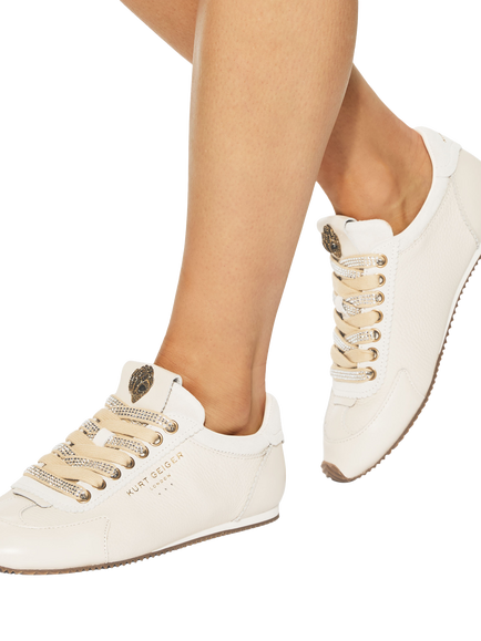 Kurt Geiger London Islington Suede Trainers, Natural Multi - view 2, Natural Multi