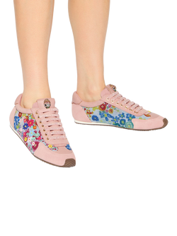 Kurt Geiger London Islington Floral Beaded Eagle Head Trainers, Multi - view 2, Multi