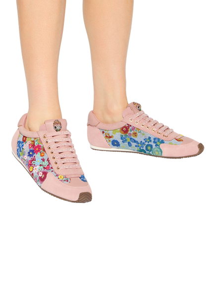 Kurt Geiger London Islington Floral Beaded Eagle Head Trainers, Multi - view 2, Multi